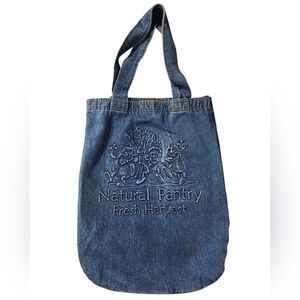 Vintage Made in USA Natural Pantry Fresh Harvest Denim Market Tote Bag